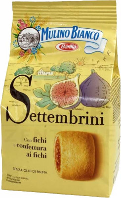 Settembrini Mulino Bianco con Confettura di Fichi 250 gr. (Barilla) italienische Biskuits mit Feigenfüllung